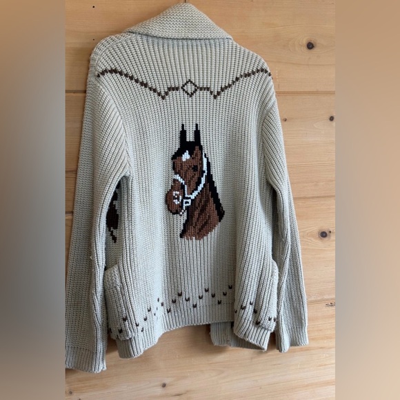 Vintage 1970s soft wide knit horse cardigan sweater by Miller Western Wear - Picture 3 of 9